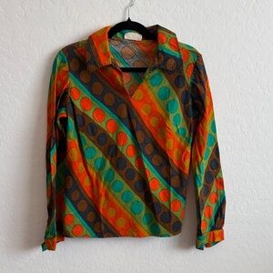 Vintage 1970s Tab Collar Top Size 8